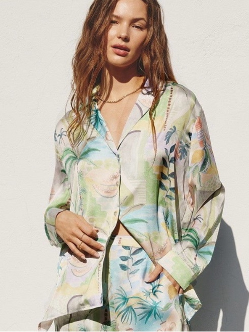 Wren Pastel Floral Button-Down in Mint and Sky
